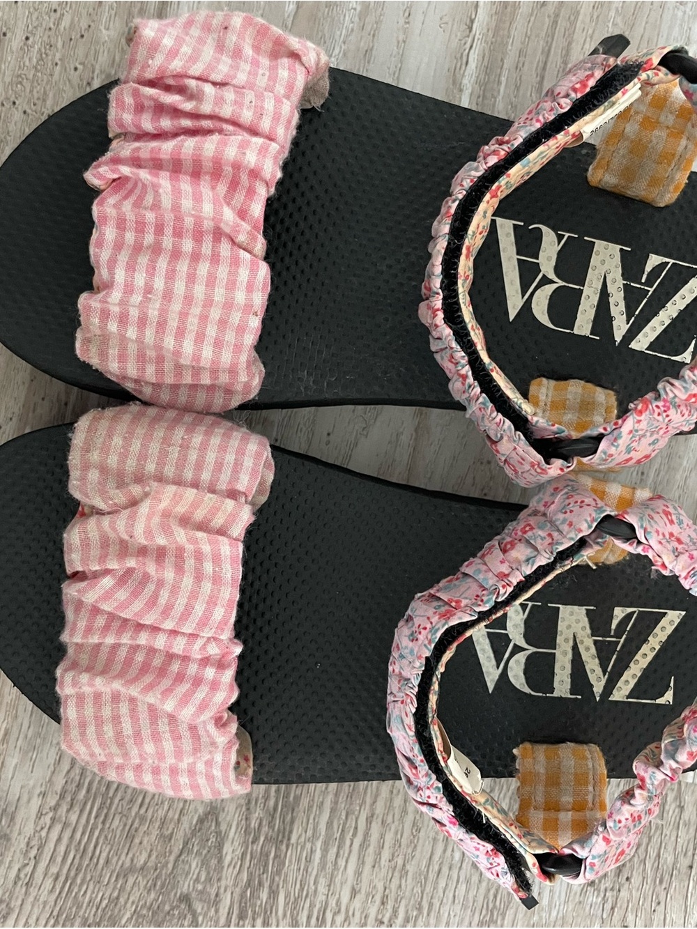 Zara Pink Ruched Strap Sandals